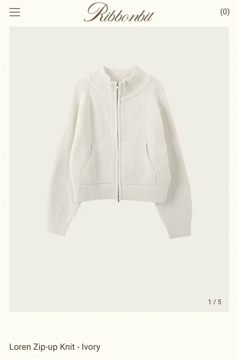 리본빛 loren zip-up knit-ivory